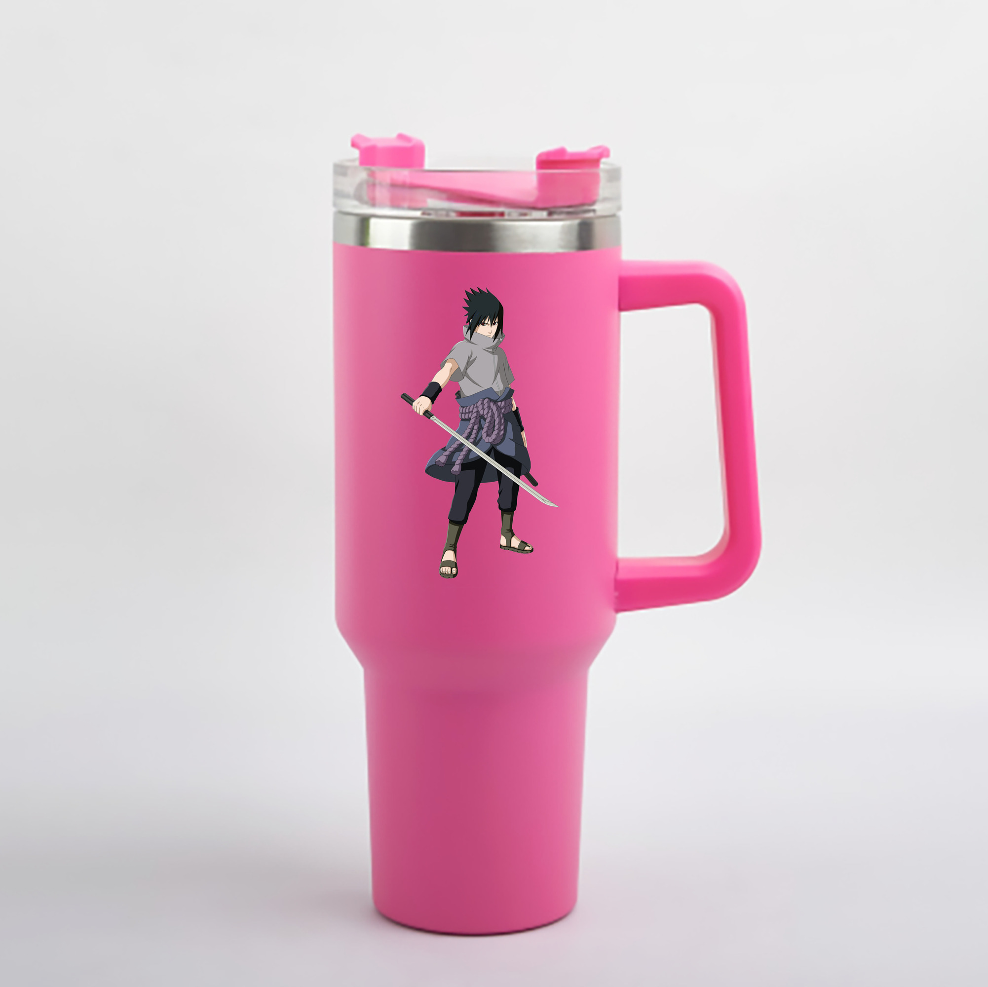 （画像用） NARUTO -ナルト- うちは サスケ Uchiha Sasuke 1200mL車用タンブラー - クリスタルステッカー（プラスチックストロー付き）